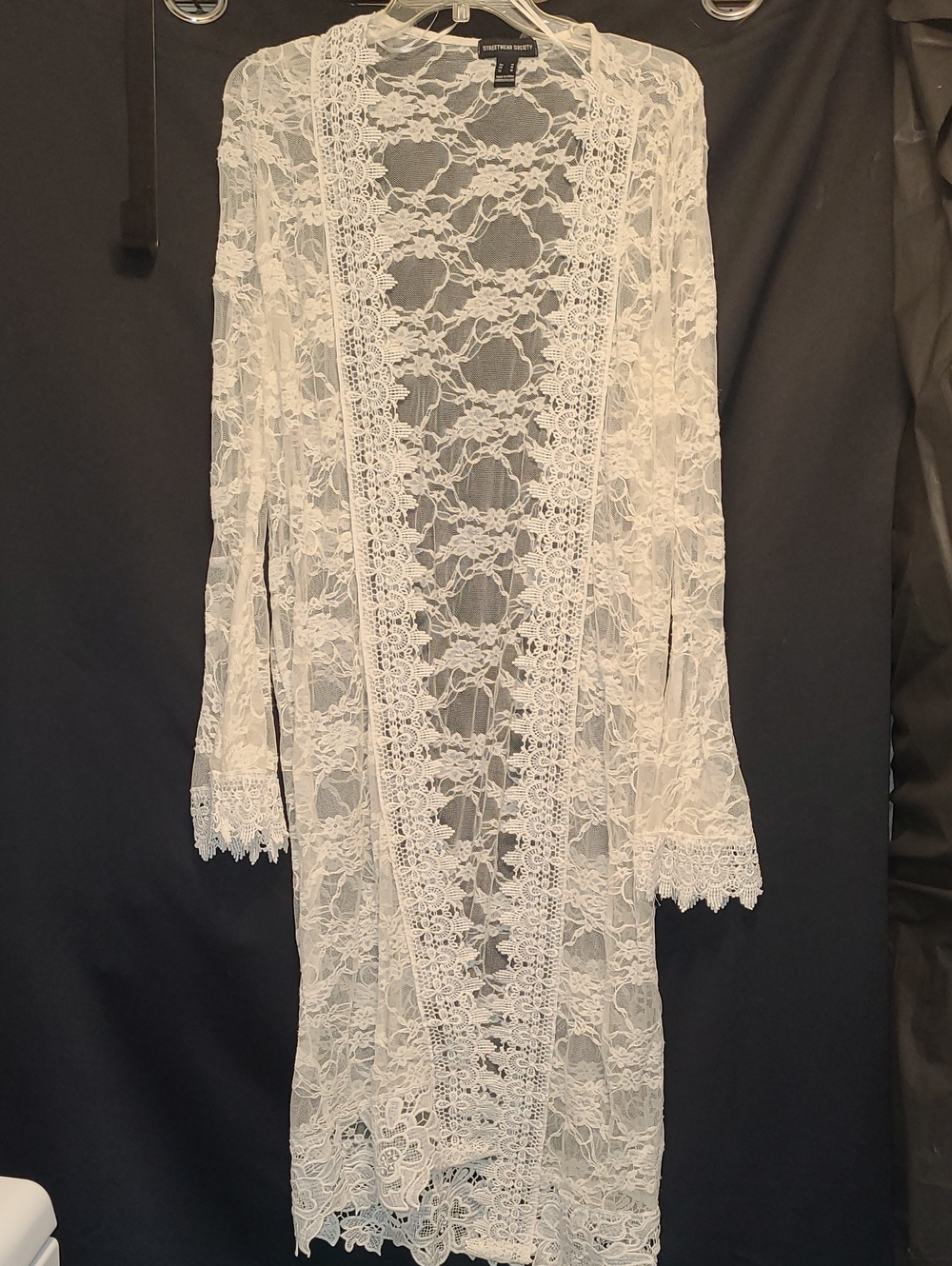 STREETWEAR SOCIETY Ivory Lace Long Sleeve Duster